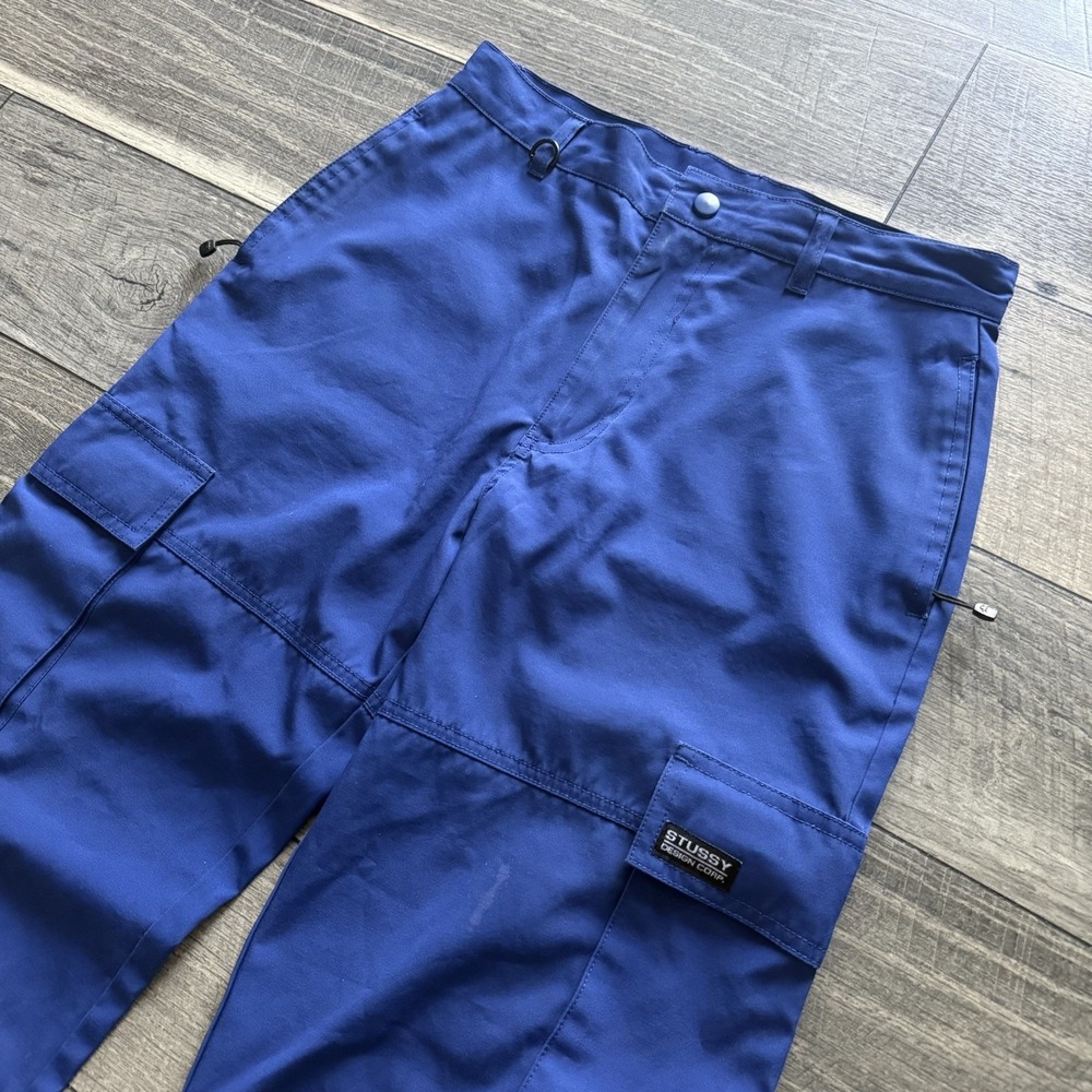 Y2K Stussy Cargo Pants Utility Wide Leg Baggy Streetwear Cotton Blend Womens 5 - Picture 2 of 16
